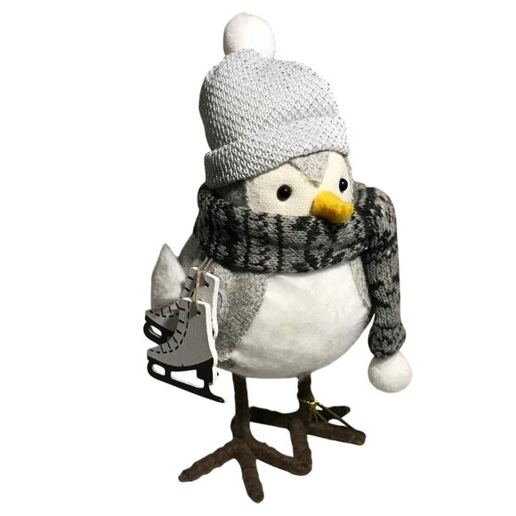 Wondershop Featherly Friends Rime Winter Bird Statue With Scarf & Hat 2021 7" - Picture 1 of 9